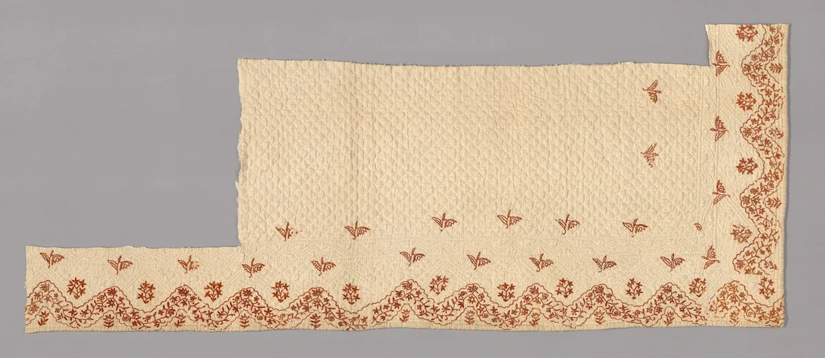 Fragments from a Bedcover made of Petticoat Borders by France, textile, 1775-1800