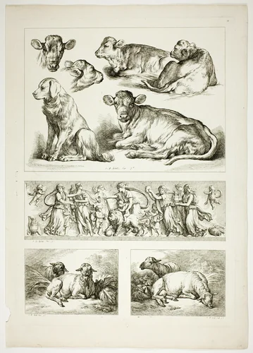 Plate 20 of 38 from Oeuvres de J. B. Huet by Jean Baptiste Huet, print, 1796-1799