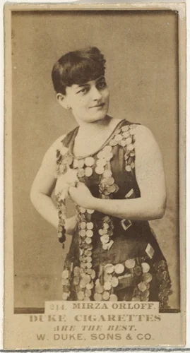 Card Number 214, Mirza Orloff, from the Actors and Actresses series (N145-7) issued by Duke Sons & Co. to promote Duke Cigarettes by W. Duke, Sons & Co., photograph, 1880-1889