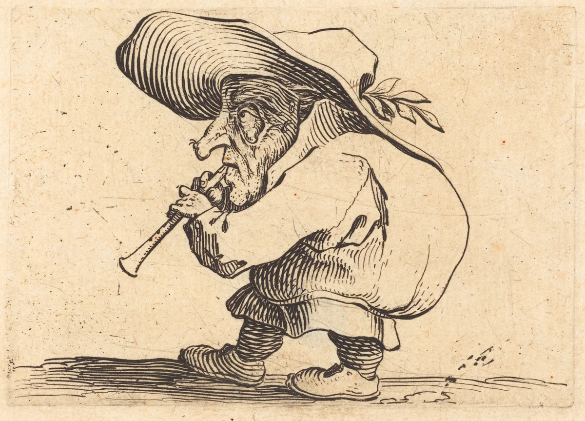The Flageolet Player by Jacques Callot, print, 1622