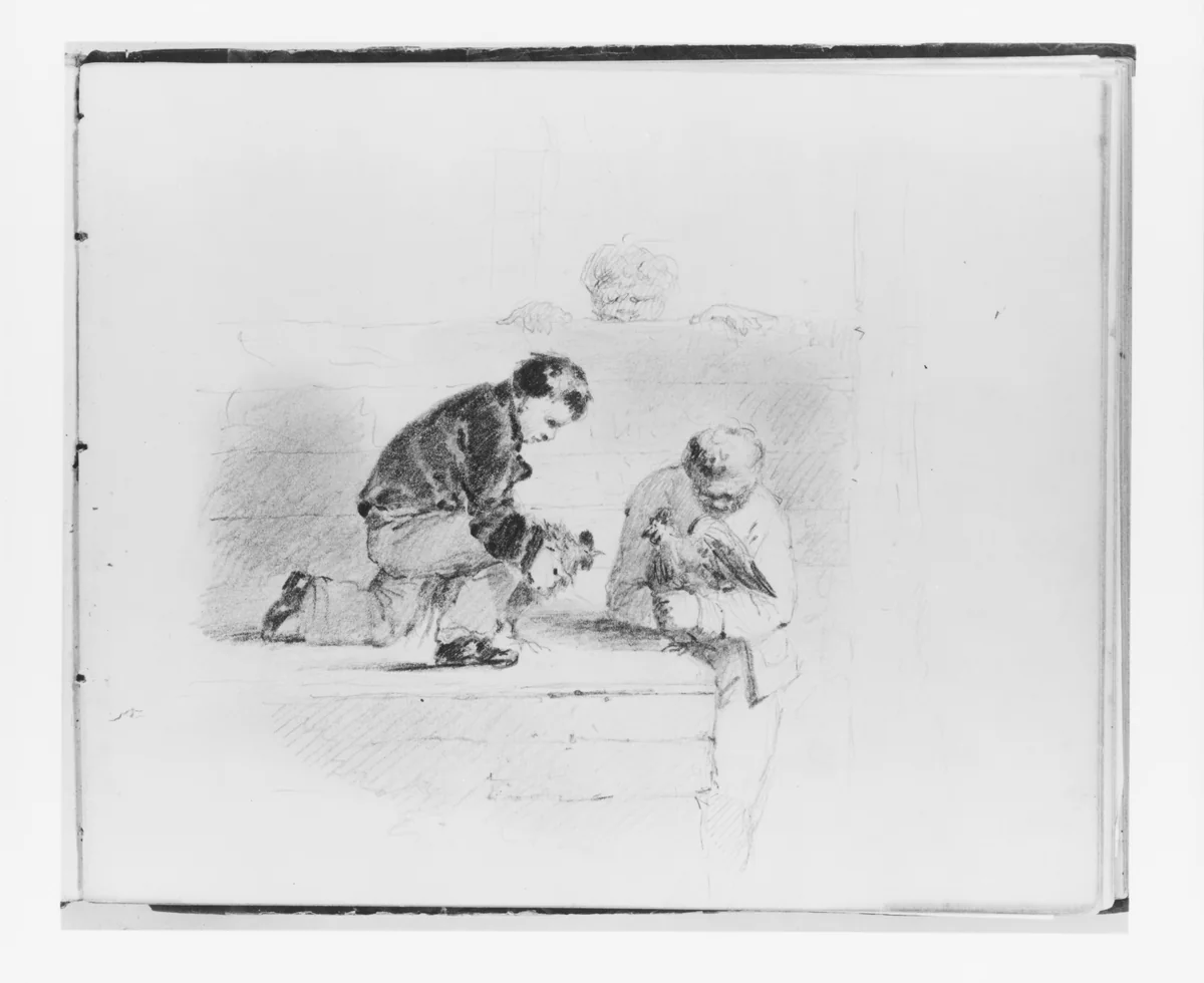 Cock Fight (from Sketchbook) by Francis William Edmonds, artwork, 1835-1839