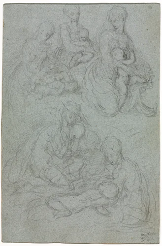 Sketches of Virgin and Child by Giulio Campi, drawing, 1550-1599