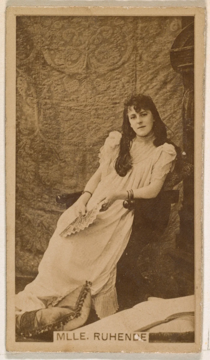 Mlle. Ruhende, from the Actresses series (N245) issued by Kinney Brothers to promote Sweet Caporal Cigarettes by Kinney Brothers Tobacco Company, photograph, 1890