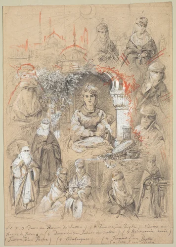 Harem Women by anonymous, drawing, 1800-1899