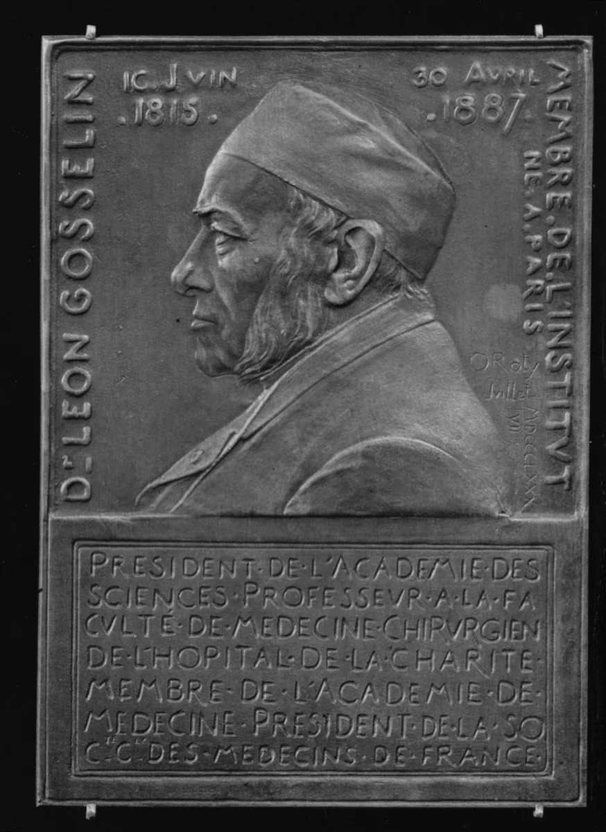 In Memory of Dr. Leon Gosselin (1815–1887), President of the Academy of Sciences by Louis-Oscar Roty, metalwork, 1888