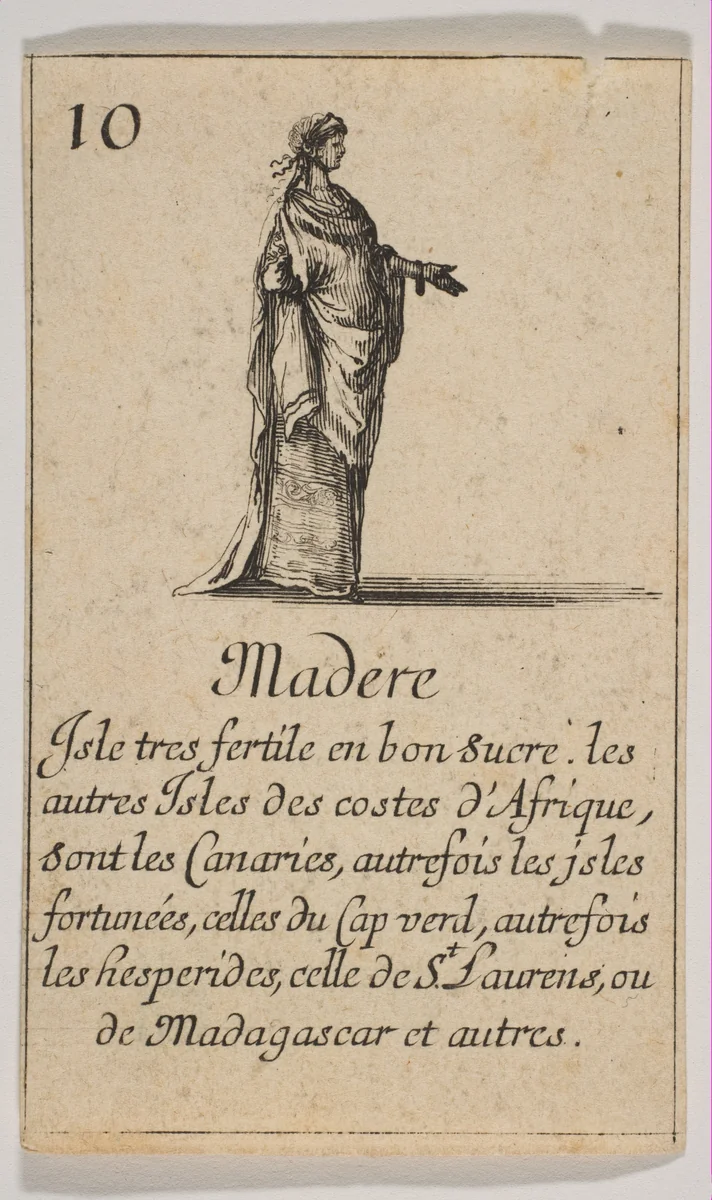 Madere, from "Jeu de la Géographie" by Stefano della Bella, print, 1644