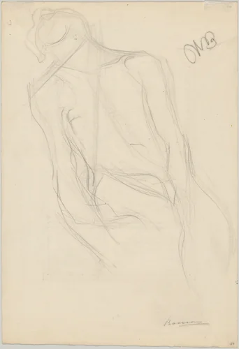 Seated Male Nude (recto); Seated Woman with a Dark Blouse (verso) by Umberto Boccioni, drawing, 1908