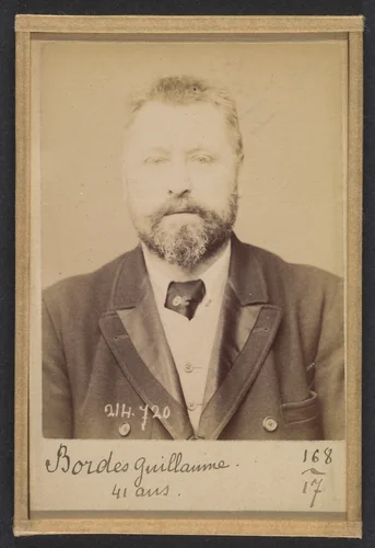 Bordes. Guillaume, Auguste. 40 ans, né à Centrayes (Aveyron). Tailleur. Pas de motif. 29/2/94. by Alphonse Bertillon, photograph, 1894