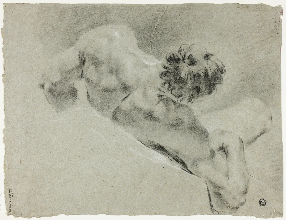 Male Nude Seen from the Back by Domenico Maggiotto, drawing, 1733-1794