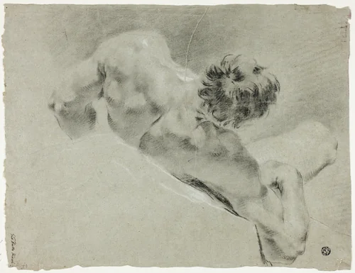 Male Nude Seen from the Back by Domenico Maggiotto, drawing, 1733-1794