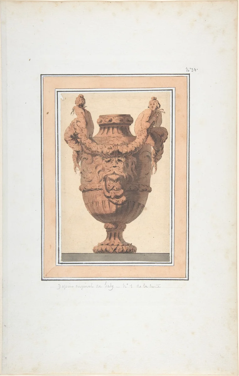 Design for Vase by Jacques Saly, drawing, 1730-1776