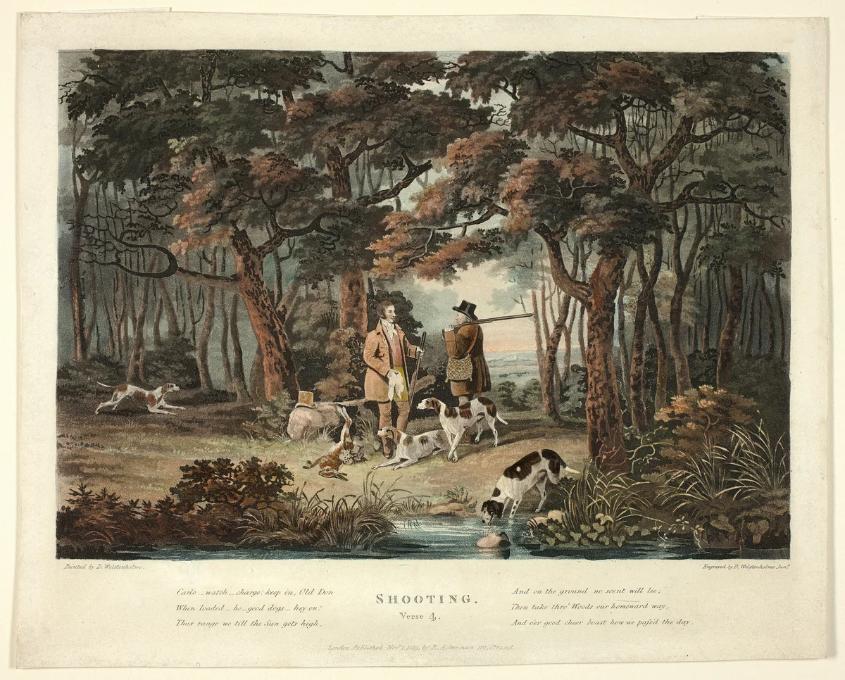Shooting: Verse 4 by Thomas Sutherland
Dean Wolstenholme
Rudolph Ackermann, print, 1819