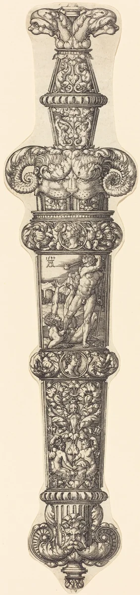 Design for a Dagger Sheath with Cain and Abel by Heinrich Aldegrever, print, 1539