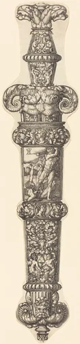 Design for a Dagger Sheath with Cain and Abel by Heinrich Aldegrever, print, 1539