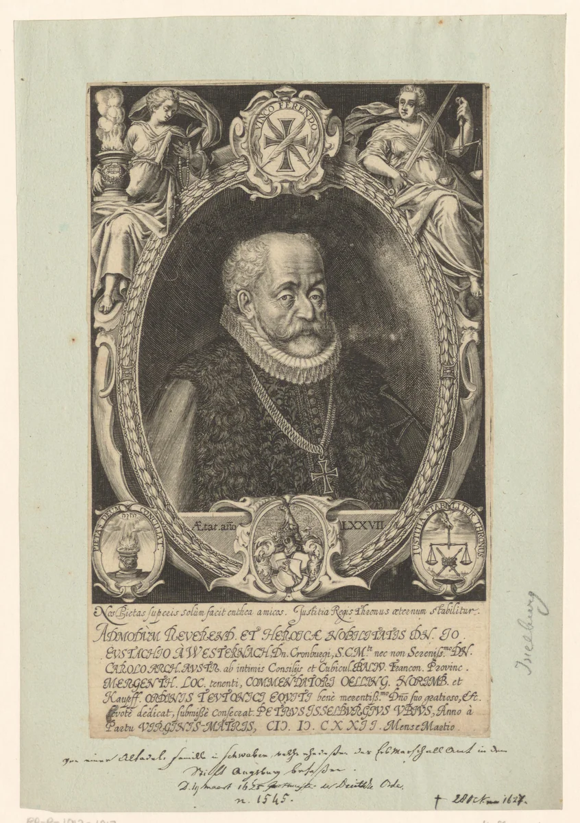 Portret van Johann Eustach von Westernach by Unknown, print, 1578-1630