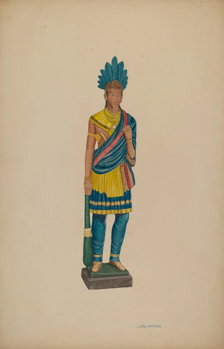 Cigar Store Indian by LeRoy Griffith, index of american design, 1941