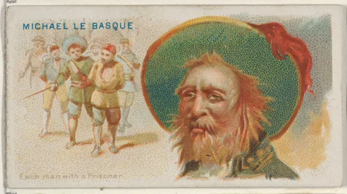 Michael Le Basque, Each Man with a Prisoner, from the Pirates of the Spanish Main series (N19) for Allen & Ginter Cigarettes by Allen & Ginter, print, 1886-1891