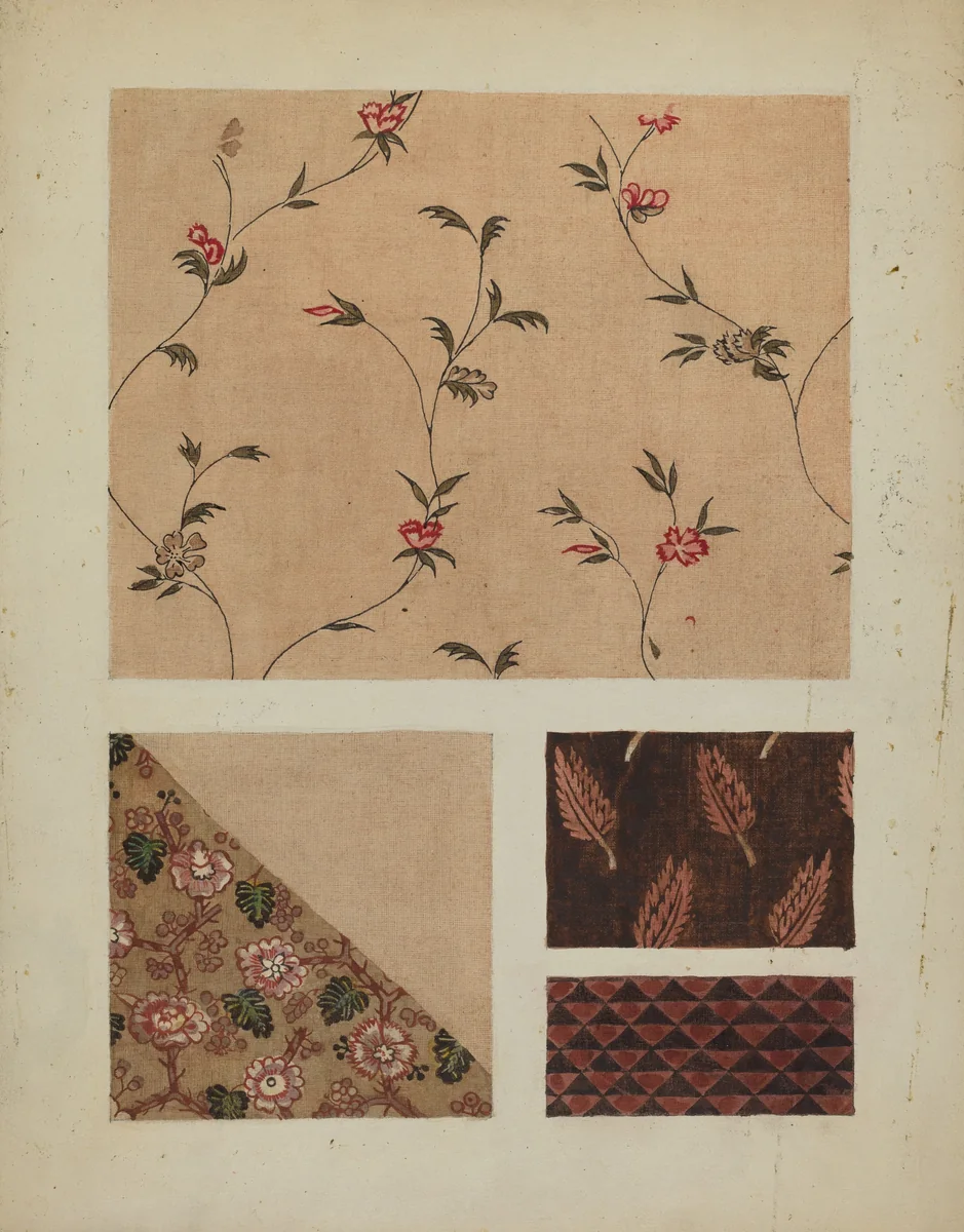 Materials from Patchwork Bedspread by Frances Lichten, index of american design, 1936