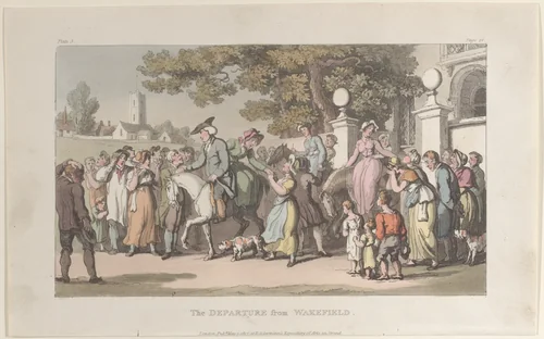 The Departure from Wakefield, from "The Vicar of Wakefield" by Thomas Rowlandson, print, 1817