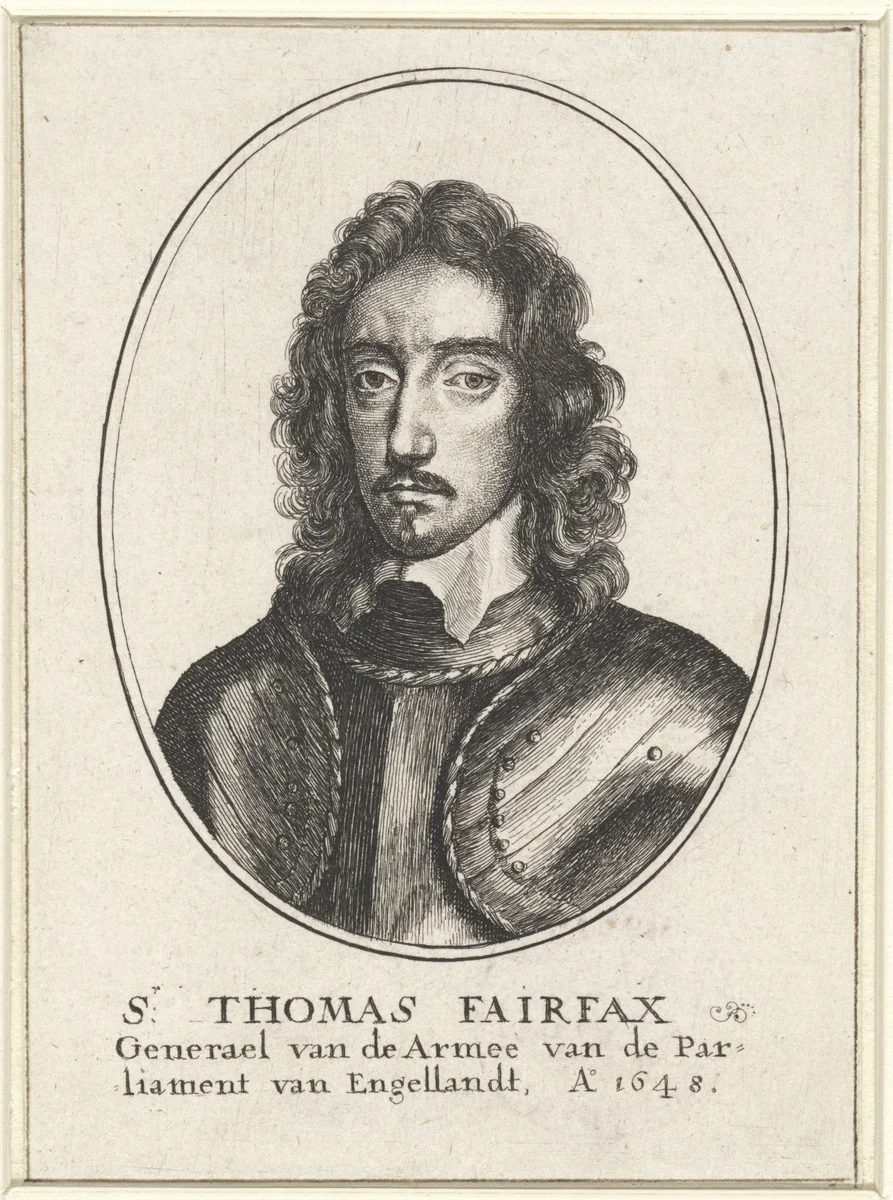 Portret van Thomas Fairfax, militair leider by Wenceslaus Hollar, print, 1648