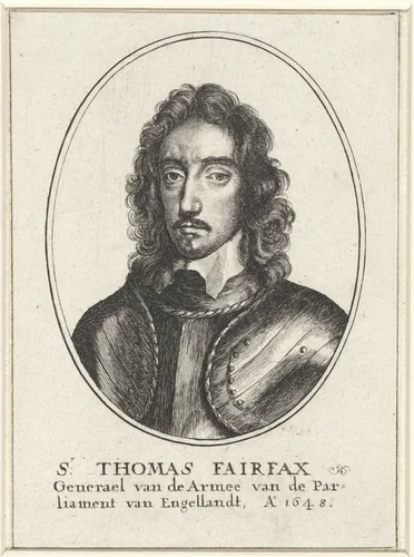 Portret van Thomas Fairfax, militair leider by Wenceslaus Hollar, print, 1648