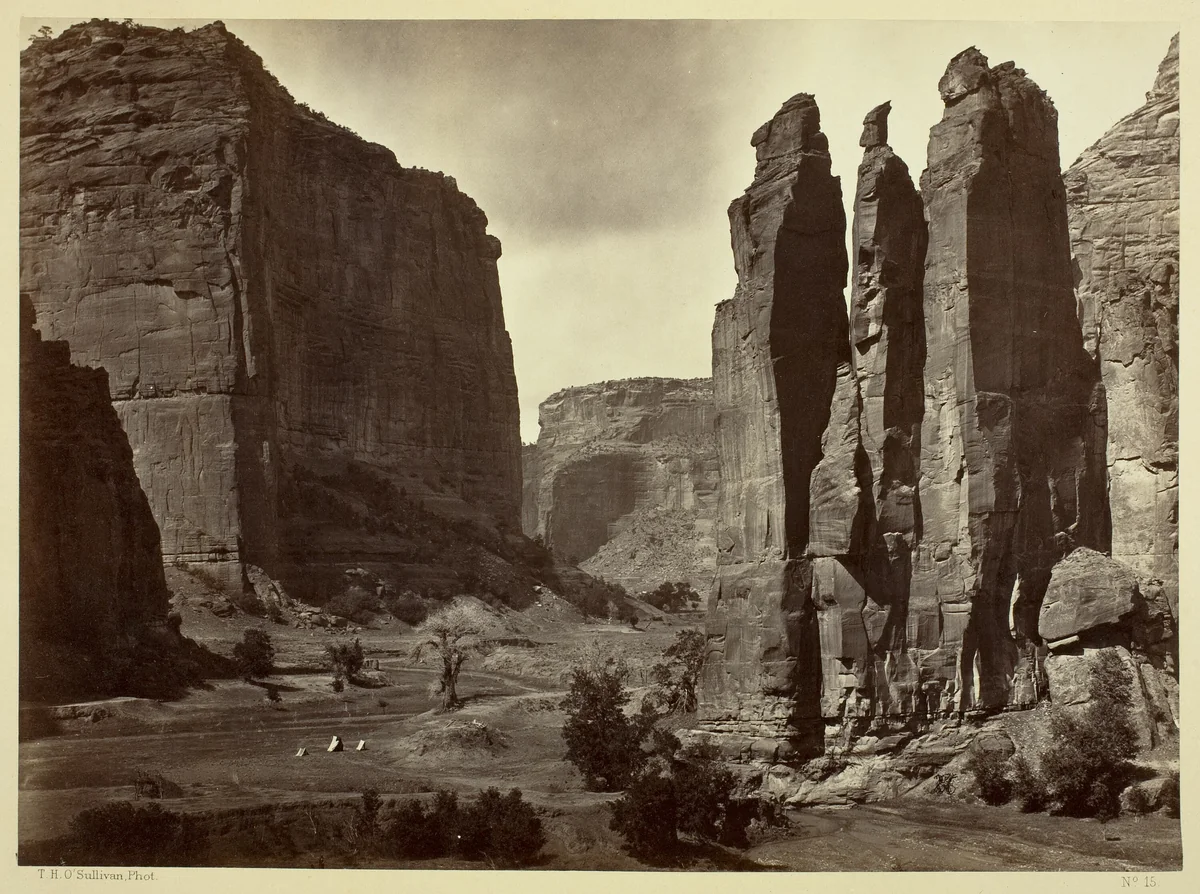 Cañon de Chelle, Walls of the Grand Cañon, about 1200 feet in height by Timothy O'Sullivan, photograph, 1873