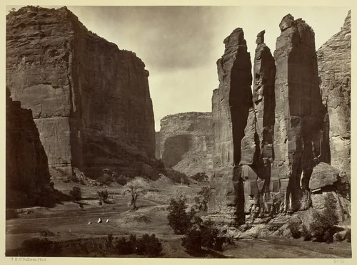 Cañon de Chelle, Walls of the Grand Cañon, about 1200 feet in height by Timothy O'Sullivan, photograph, 1873