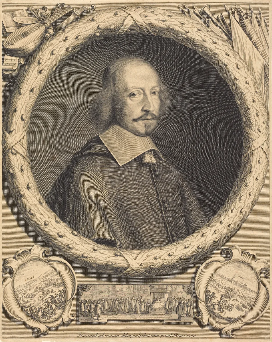 Cardinal Jules Mazarin by Robert Nanteuil; Israël Silvestre, print, 1656