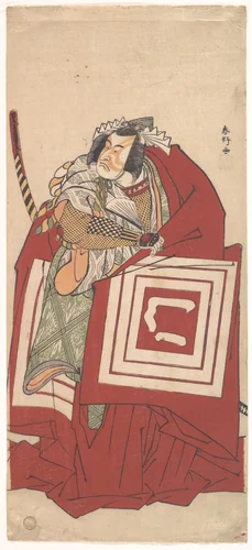 Kabuki Actor Ichikawa Monnosuke II as Shinozuka in a Shibaraku (Stop Right There!) Scene by Katsukawa Shunkō (勝川春好), print, 1790