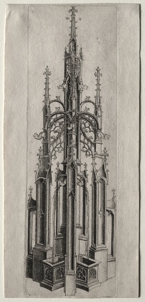 Design for a Gothic Fountain by Master W with the Key, print, 1465-1475