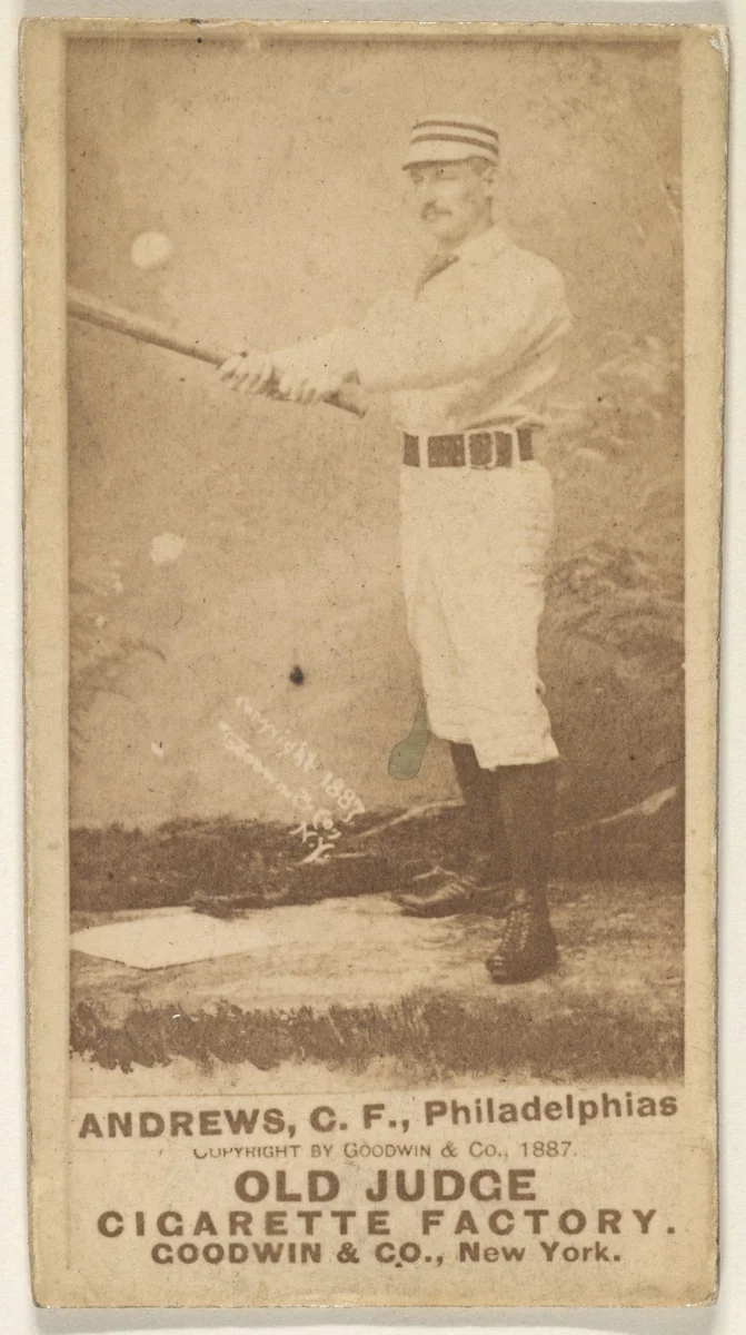 George Edward "Ed" Andrews, Center Field, Philadelphia, from the Old Judge series (N172) for Old Judge Cigarettes by Goodwin & Company, photograph, 1887