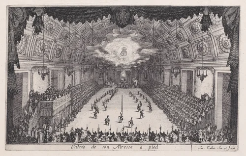 La Défilé a Pied (The Parade on Foot), from "Le Combat a la Barrière" by Jacques Callot, print, 1627