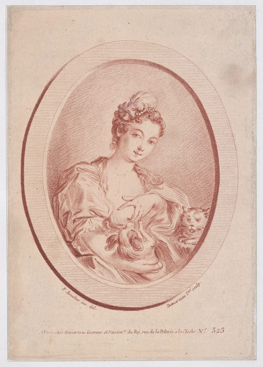 La Femme au petit Chien by Gilles Demarteau, print, 1737-1776