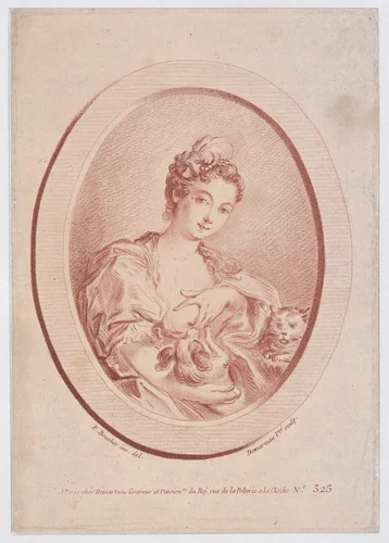La Femme au petit Chien by Gilles Demarteau, print, 1737-1776