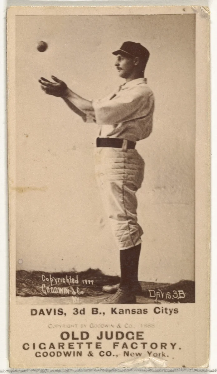 James J. "Jumbo" Davis, 3rd Base, Kansas City Cowboys, from the Old Judge series (N172) for Old Judge Cigarettes by Goodwin & Company, photograph, 1888