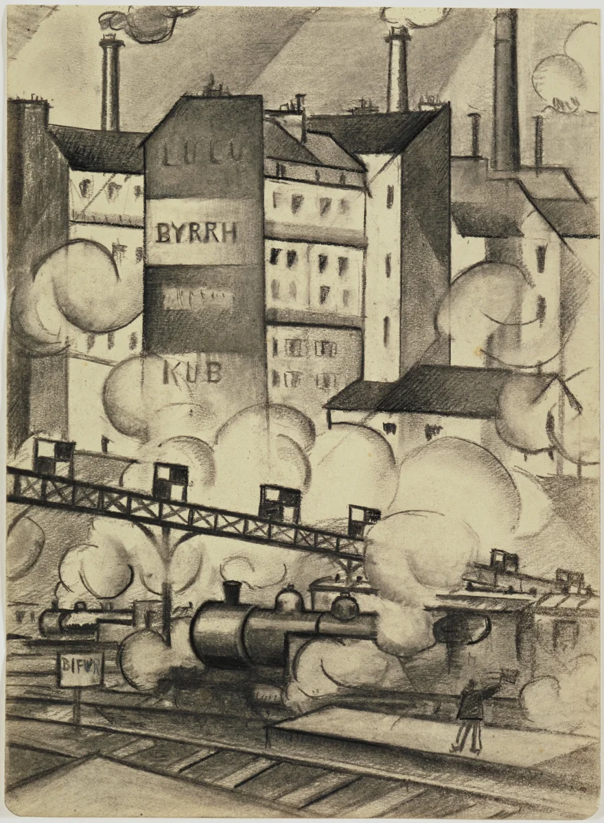 Study for The Departure of the Train de Luxe by Christopher Richard Wynne Nevinson, drawing, 1913