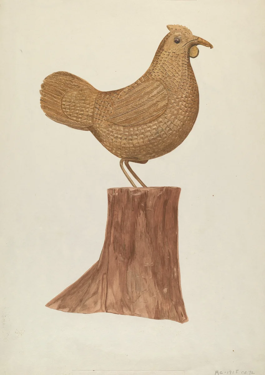 Little Wooden Hen by Mildred E. Bent, index of american design, 1935-1942