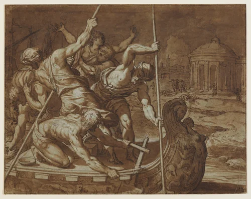 The Abduction of Helen by Giuseppe Salviati, drawing, 1536-1570