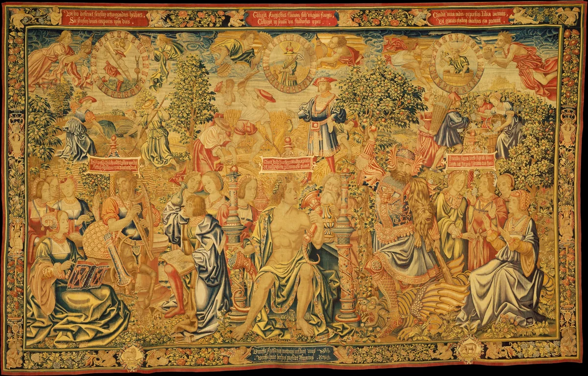 The Twelve Ages of a Man: The Second Three Ages (18-36), or Autumn by Bernard van Orley, textile, 1510-1520