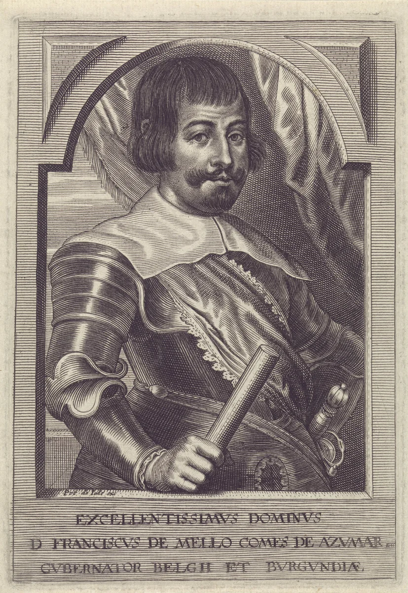 Portret van Francisco de Melo, graaf van Assumar by Pieter de Jode, print, 1628-1670