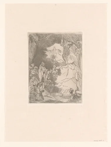 The raising of Lazarus: small plate by anonymous, print, 1642