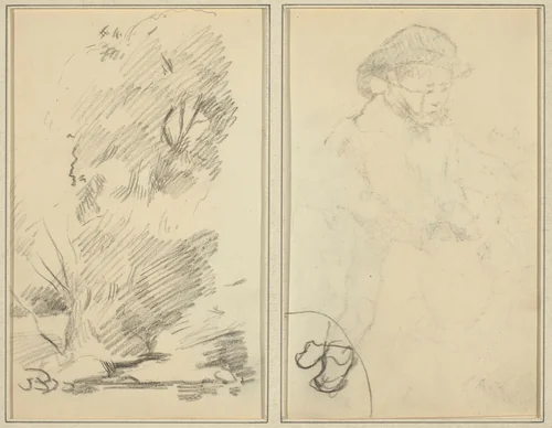 Trees; Sketch of Breton Boy [verso] by Paul Gauguin, drawing, 1884-1888