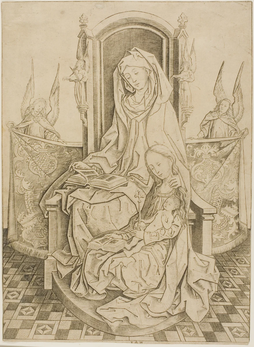 St. Anne, The Virgin and Child by Master I.A.M., print, 1480-1490