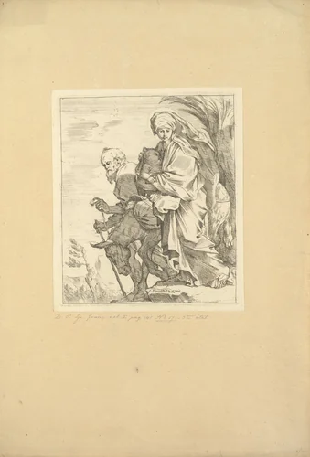 The Flight into Egypt by Sébastien Bourdon, print, 1640-1649