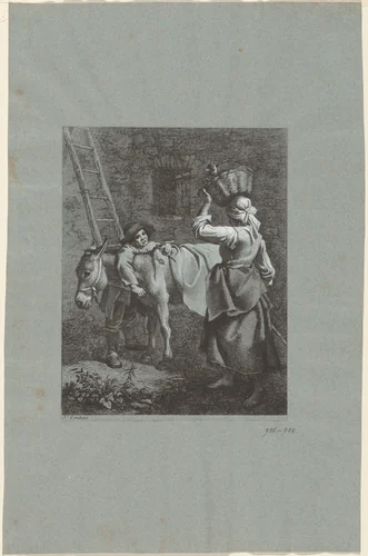 Shepherd Boy Speaking to a Farm Girl by Francesco Londonio, print, 1764