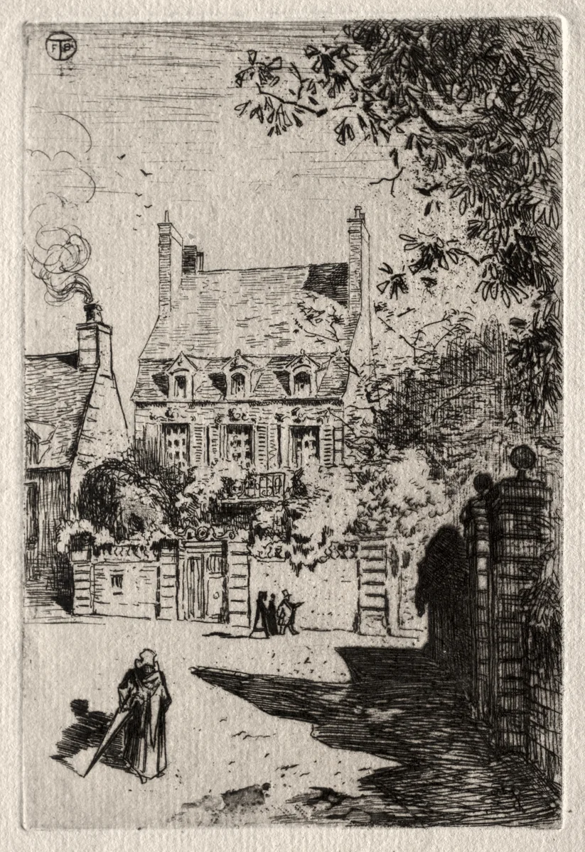 In Province: The House at Orléans by Félix Hilaire Buhot, print, 1870-1880