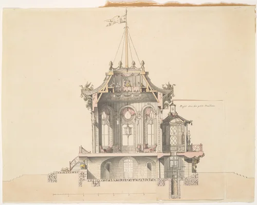 Project for a Chinese Pavillion by Michel Barthelemy Hazon, drawing, 1730-1818