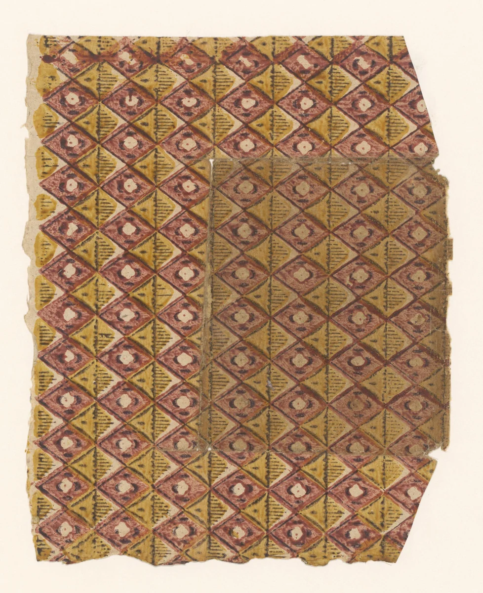 Blad met banenpatroon van ruitmotief by anonymous, other, 1750-1900