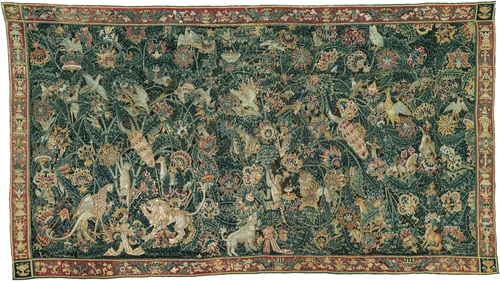 Large Leaf Verdure with Animals and Birds by Tournai or possibly Bruges, textile, 1525-1550