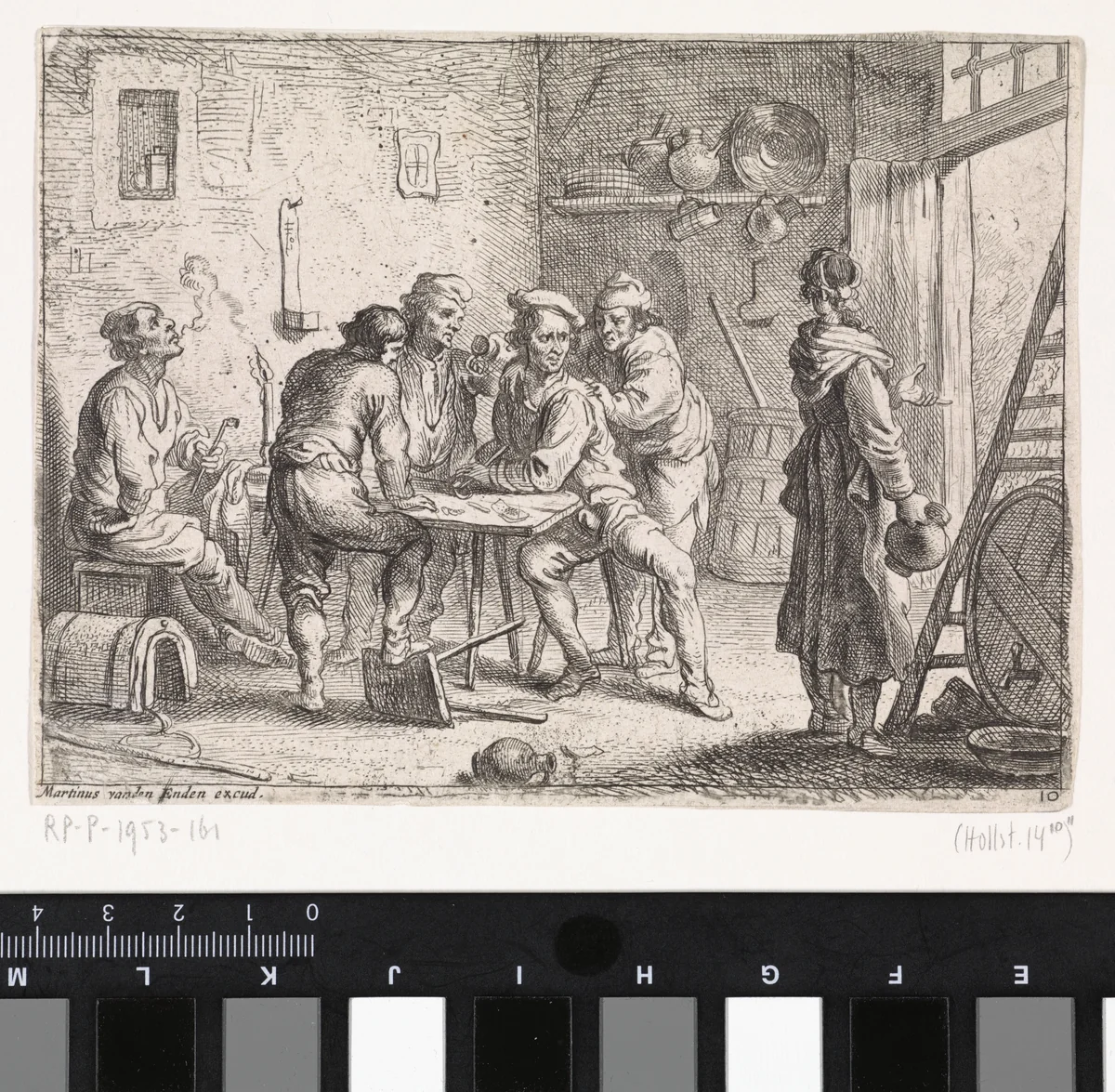 Vrouw verlaat herberg by Cornelis de Wael, print, 1630-1654